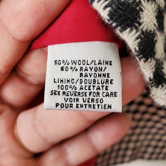 Talbots 90s Black Ivory Wool Tweed Pencil Skirt 12 Preppy Retro Classy Career - Picture 9 of 15